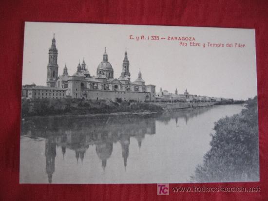 Postales: ZARAGOZA - RIO EBRO Y TEMPLO DEL PILAR - Foto 1