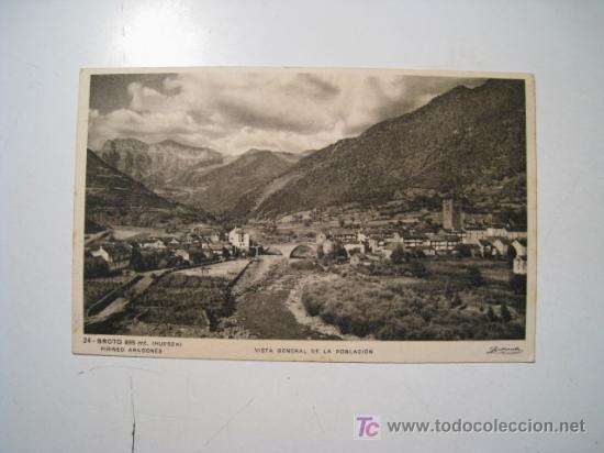Postales: BROTO: VISTA GENERAL DE LA POBLACION - Foto 1