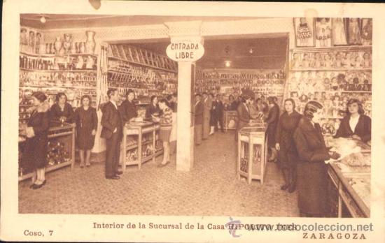 Postales: ZARAGOZA.- INTERIOR DE LA SUCURSAL DE LA CASA HIP&Oacute;LITO IN&Eacute;S