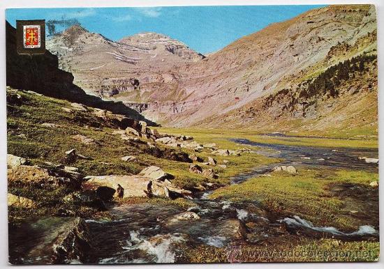 Postales: ordesa -huesca -circo de soaso / monte perdido y sun de ramon- n&ordm; 91 -ed. esc. oro -a&ntilde;o 1963 - circ.