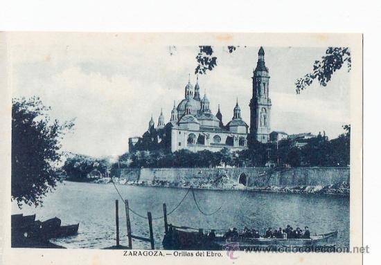 Postales: TARJETA POSTAL DE ZARAGOZA. ORILLAS DEL EBRO. - Foto 1