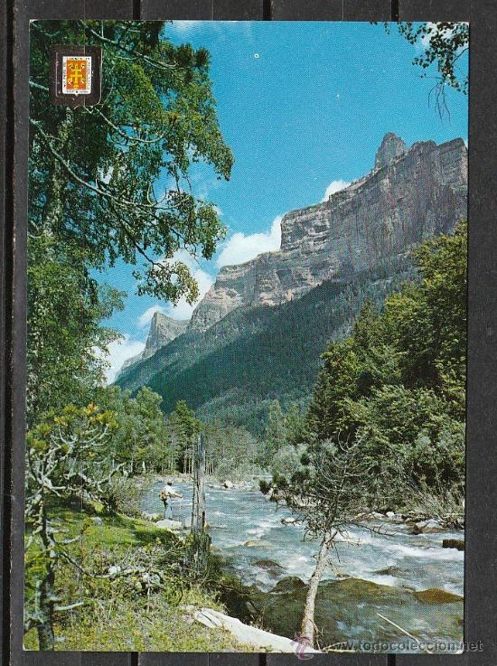 Postales: n&ordm; 424 PARQUE NACIONAL DE ORDESA. RIO ARAZAS CON EL VALLASAN Y PICO GALLINAZO
