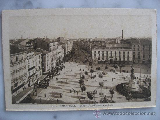 Postales: ZARAGOZA PLAZA CONSTITUCION Y EL COSO. - Foto 1