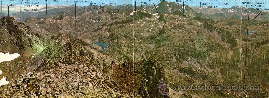 Postales: BALNEARIO DE PANTICOSA DOBLE POSTAL PANOR&Aacute;MICA DEL BALNEARIO CON SUS PICOS Y SUS IBONES