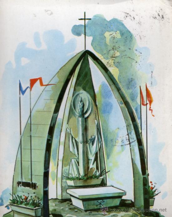 Postales: CANDANCHU PUERTO DEL SOMPORT PROYECTO MONUMENTO VIRGEN DEL PILAR ESCRITA CIRCULADA CON SELLO