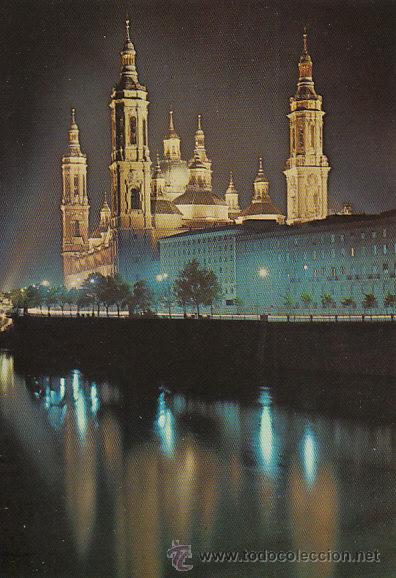 Postales: Zaragoza, templo del Pilar iluminado - Foto 1