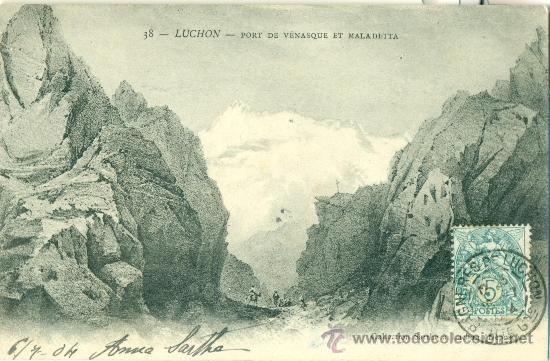 Postales: BENASQUE. EL PORTILLON Y LA MALADETTA. CIRCULADA EN  1904. - Foto 1