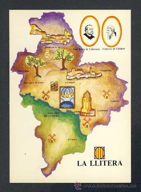 Postales: Postal de LA LLITERA: Mapa (Ed.Congres de Cultura Catalana)