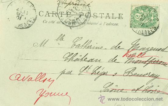 Postales: PIRINEOS. BENASQUE. TRAJES T&Iacute;PICOS. CIRCULADA EN 1901. - Foto 2
