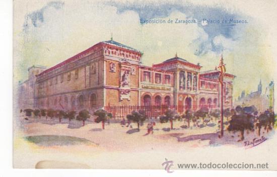 Postales: postal exposici&oacute;n de zaragoza. palacio de museos. - Foto 1