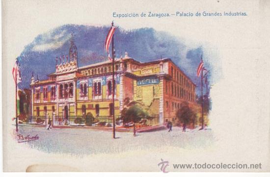 Postales: postal exposici&oacute;n de zaragoza. palacio de grandes industrias.