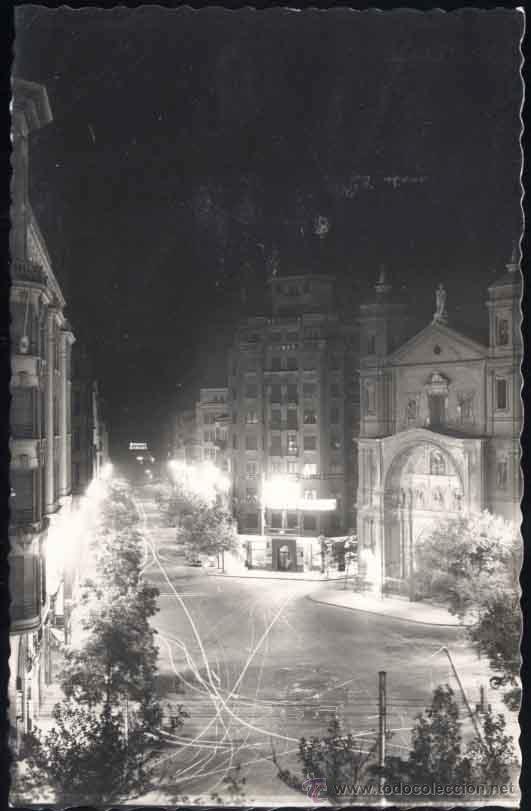 Postales: ZARAGOZA.- CALLE DE COSTA Y PORTADA DE LA IGLESIA DE SANTA ENGRACIA-NOCTURNA