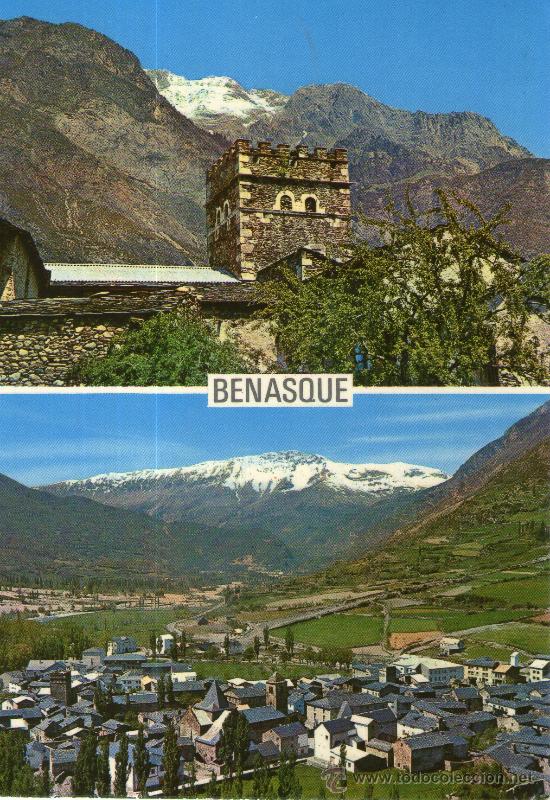 Postales: postal de benasque I - torreon casa yuste, II -  vista general