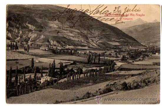 Postales: Postal de Jaca. Cuenca del Rio Arg&oacute;n. Circulada 1928 - Foto 1