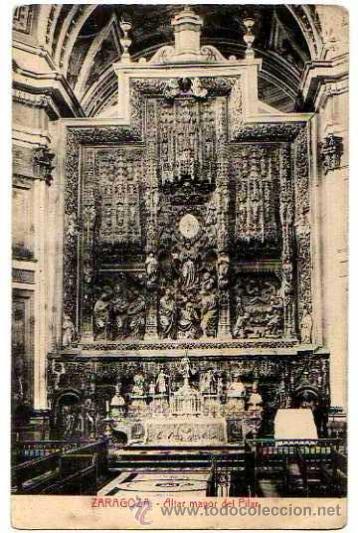 Postales: Zaragoza Altar Mayor. Circulada 1936. - Foto 1