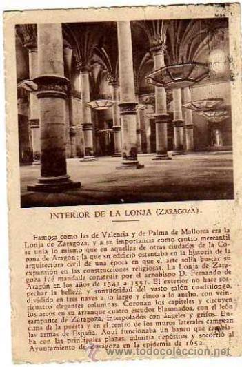 Postales: Zaragoza. Interior de la lonja. circulada - Foto 1
