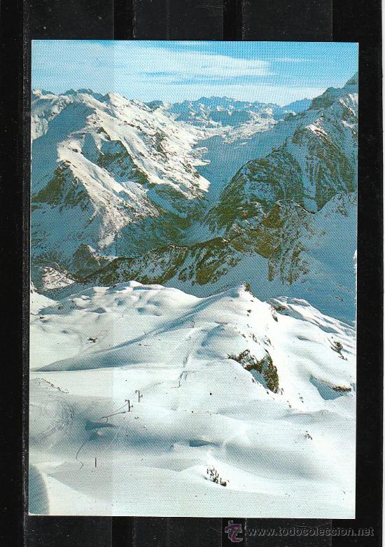 Postales: N&ordm; 15. CANDANCHU. PISTAS DE LA TUCA BLANCA AL FONDO CANAL DE IZAS Y MACIZO DE MONTE PERDIDO