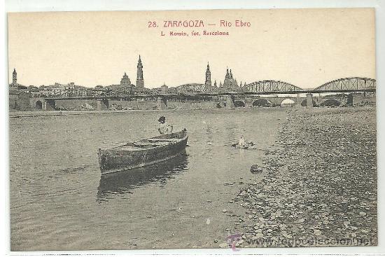 Postales: ZARAGOZA RIO EBRO ROISIN 28 - Foto 1