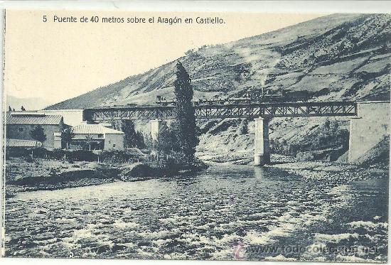 Cartoline: CANFRANC PUENTE DE 40 METROS MAQUINA TREN LOCOMOTORA SOBRE ARAGON CASTIELLO