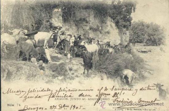 Postales: ARAGON.- JUNTO AL ABREVADERO - Foto 1