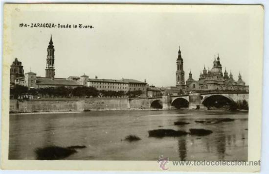 Postales: POSTAL ZARAGOZA VISTA DESDE LA RIVERA - Foto 1