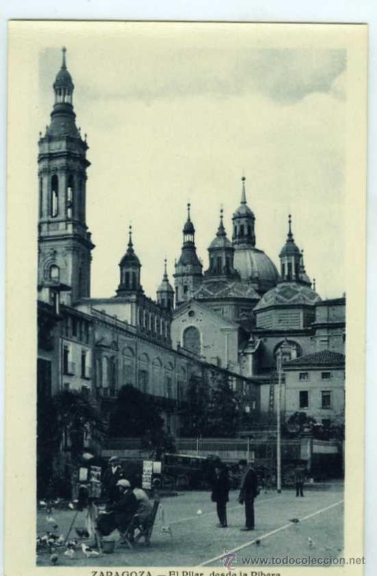 Postales: POSTAL ZARAGOZA EL PILAR DESDE LA RIBERA - Foto 1