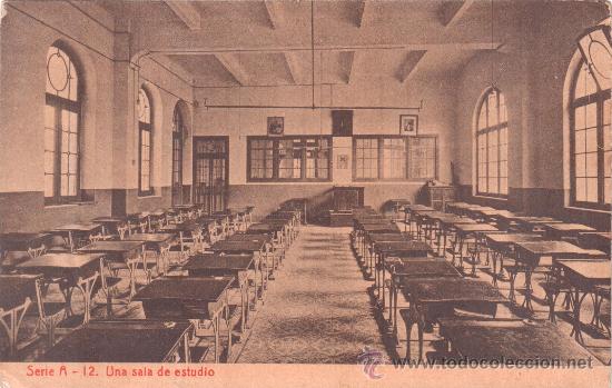 Postkarten: Escuelas P&iacute;as de Zaragoza. Serie A - 12. Una sala de estudio