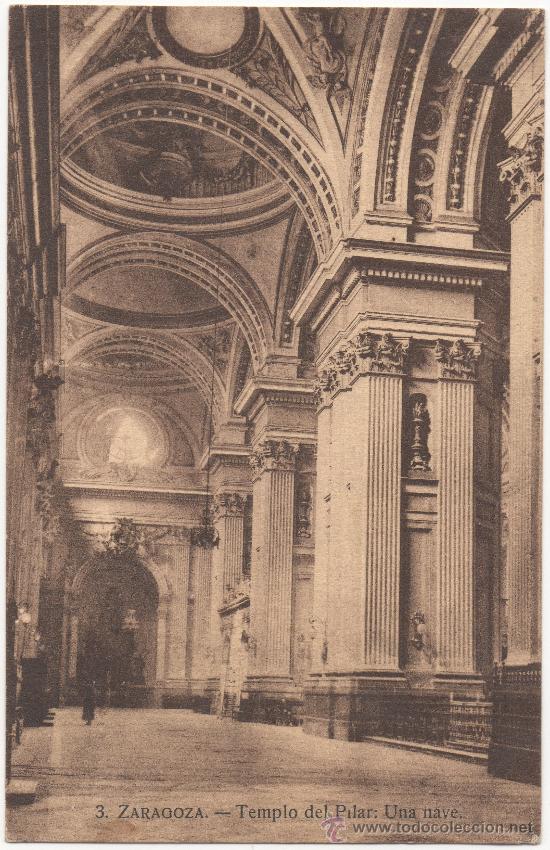Postales: ZARAGOZA.- TEMPLO DEL PILAR: UNA NAVE. - Foto 1