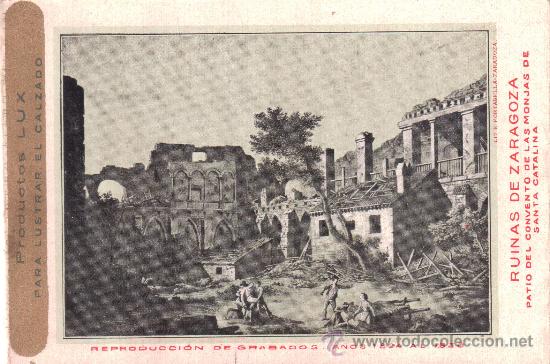Postkarten: Ruinas de Zaragoza. Patio del Convento de Santa Catalina. Publicidad productos para el calzado Lux