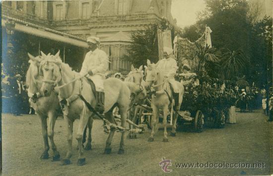 Postales: PIRINEOS. BENASQUE-LUCHON.CARRO DE LA BATALLA DE FLORES.HACIA 1920.