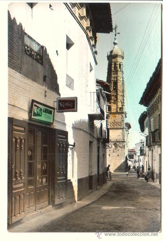 Postales: PANIZA (Zaragoza).- Calle General Franco, Aleros y Torre Mudejar