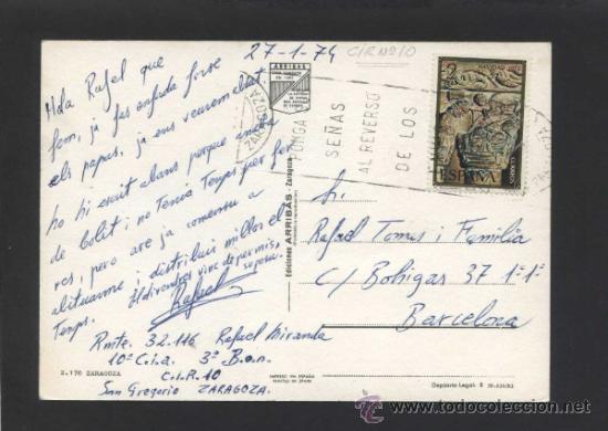 Postales: Zaragoza. Ed. Arribas n&ordm; 2170. Circulada. - Foto 2