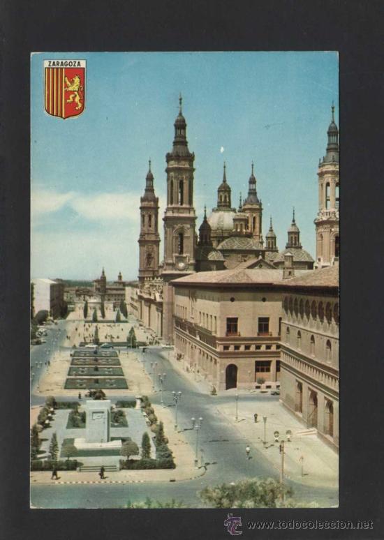 Postales: Zaragoza. *Plaza...* Ed. Cusc&oacute; n&ordm; 8. Escrita. - Foto 1