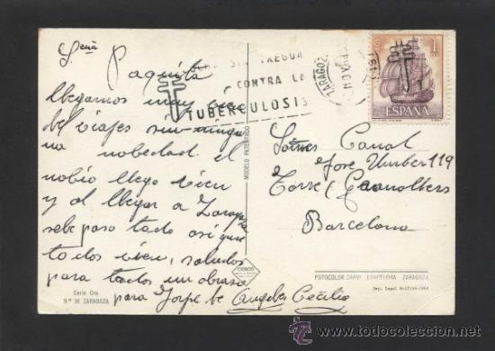 Postales: Zaragoza. * Ed. Cusc&oacute; serie oro n&ordm; 26. Circulada - Foto 2