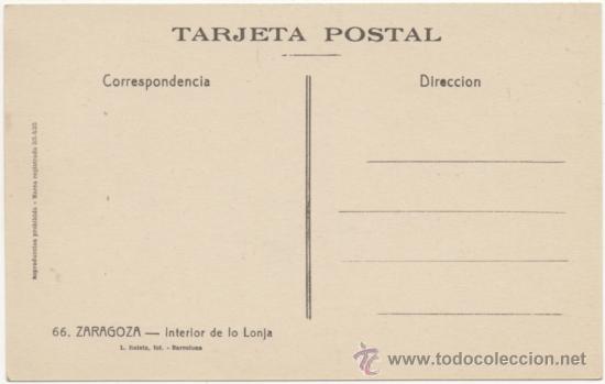 Postales: ZARAGOZA.- INTERIOR DE LA LONJA. - Foto 2