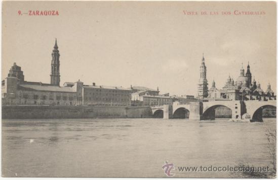 Postales: ZARAGOZA.- VISTA DE LAS DOS CATEDRALES. - Foto 1