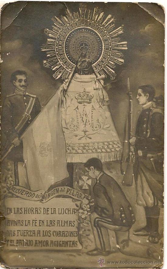 Postales: RECUERDO DE LA VIRGEN DEL PILAR - MILITARES - POSTAL ANTIGUA
