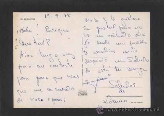 Postales: Zaragoza. Ed. C. Josan n&ordm; 65. Escrita. - Foto 2