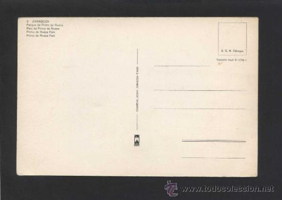 Postales: Zaragoza *Parque...* Ed. Raker  n&ordm; 9. Nueva. - Foto 2