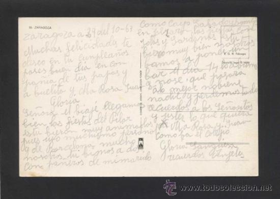 Postales: Zaragoza. Ed. Raker  n&ordm; 18. Escrita. - Foto 2