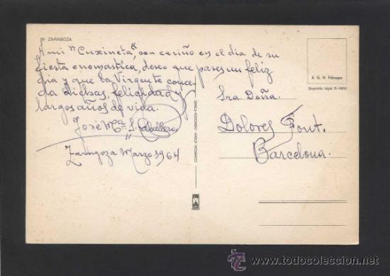 Postales: Zaragoza. Ed. Raker  n&ordm; 18. Escrita. - Foto 2
