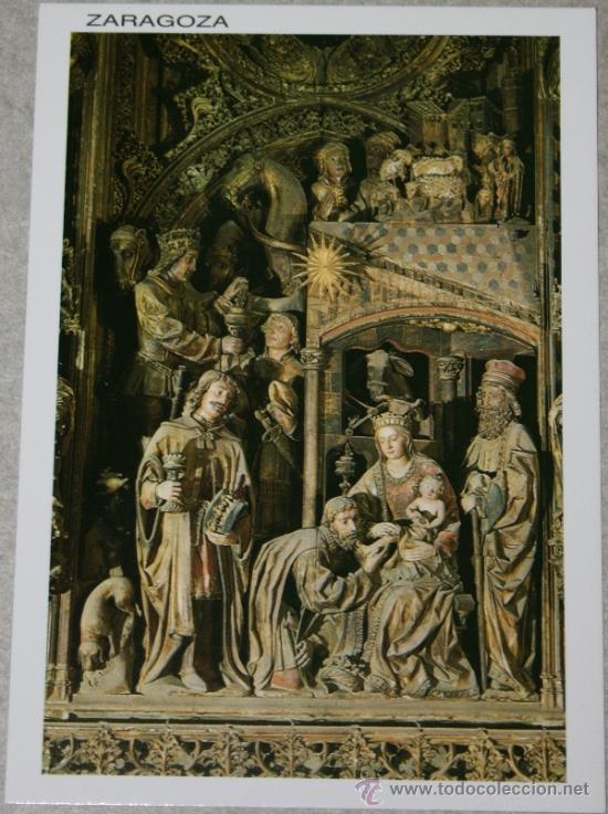 Postales: Detalle del retablo de Dami&agrave; Forment de la catedral de Zaragoza