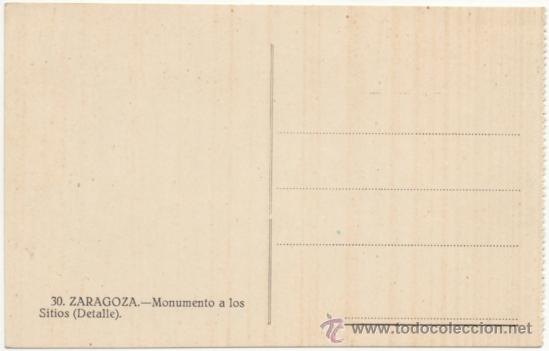 Postales: ZARAGOZA.- MONUMENTO A LOS SITIOS (DETALLE). - Foto 2