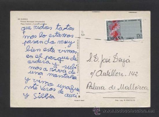 Postales: Huesca *Parque...* Ed. Ind. Pap. Oscense n&ordm; 48. Circulada. - Foto 2