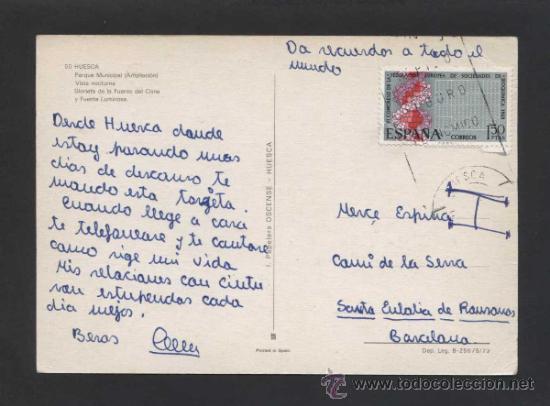 Postales: Huesca *Parque...* Ed. Ind. Pap. Oscense n&ordm; 50. Circulada. - Foto 2