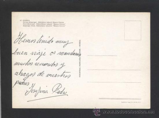 Postales: Huesca *Parque...* Ed. Ind. Pap. Oscense n&ordm; 41. Escrita. - Foto 2