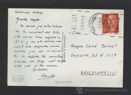 Postales: Huesca *Plaza...* Ed. Arribas n&ordm; 2001. Circulada. - Foto 2