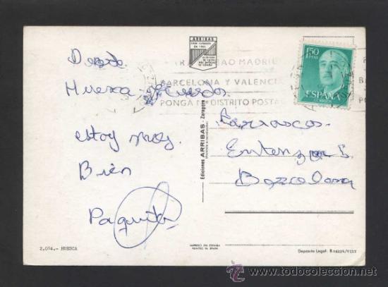 Postales: Huesca. Ed. Arribas n&ordm; 2014. Circulada. - Foto 2