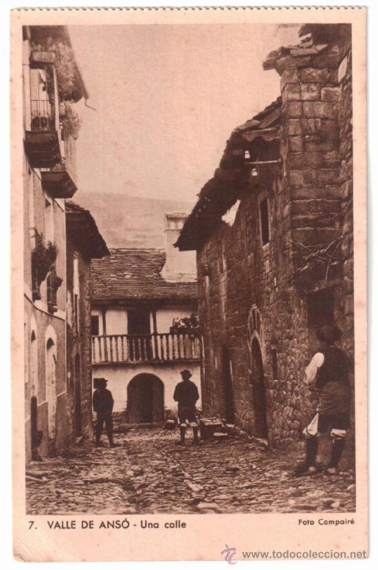 Postales: Postal del Valle de Ans&oacute;. Una calle. Foto Compair&eacute;. 7
