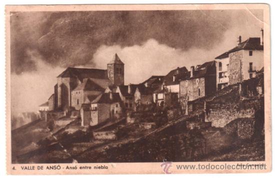 Postales: Postal del Valle de Ans&oacute;. Ans&oacute; entre niebla. Foto Compair&eacute;. 4
